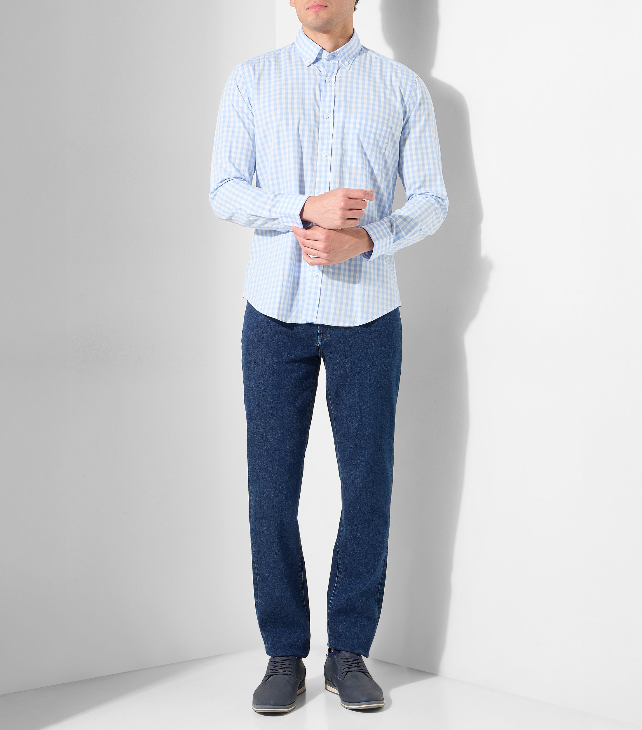 Camisa de cuadros con manga larga Hombre